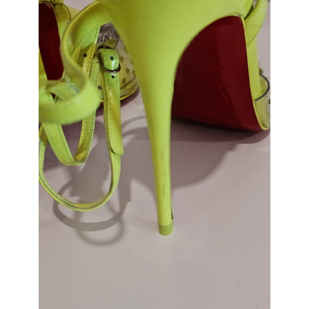Christian Louboutin Spikaqueen 100 Yellow PVC Ankle Strap Sandal Heel Pump 39 - Picture 6 of 8